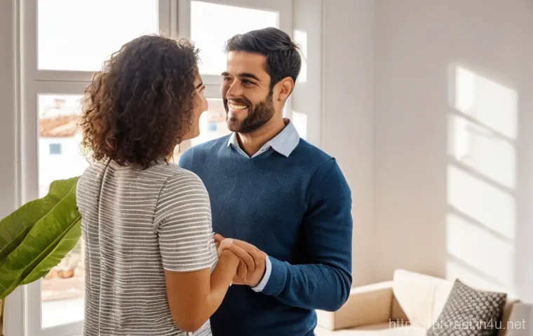 공인중개사 부동산 정책 이해하기 - **Prompt 1: A Young Portuguese Couple's First Home with Government Support**
A bright, heartwarm...