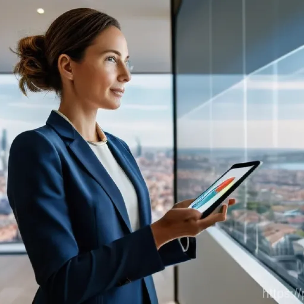 공인중개사 부동산 정책 변화에 따른 대응 사례 - **Prompt:** "A highly professional and confident female real estate agent, dressed in a sharp, moder...