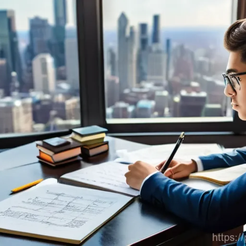 공인중개사 시험 대비 세부 체크리스트 - **Prompt:** A young, determined individual, comfortably and professionally dressed, sits at a clean,...