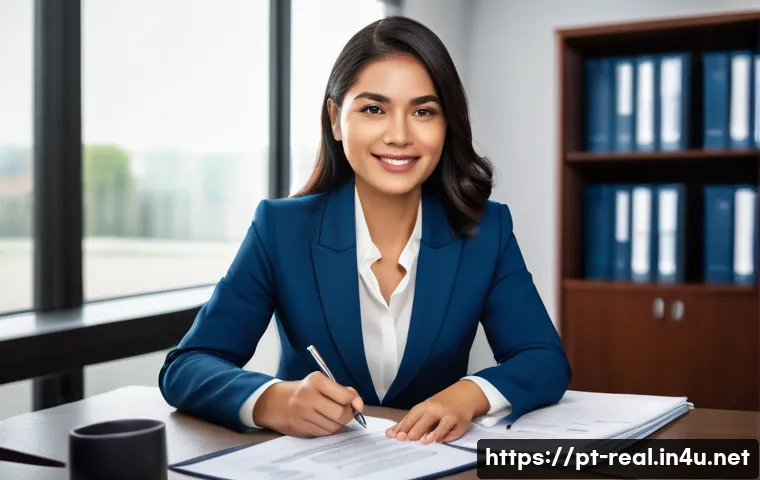 공인중개사 자격증을 통한 경력 전환 - **Prompt: "A confident and diverse female real estate agent, dressed in smart business attire (blaze...