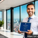 Home 17 공인중개사 자격증의 활용성과 관련된 사회적 가치 연구 - A professional real estate agent in a modern Brazilian urban setting, wearing smart business attire ...