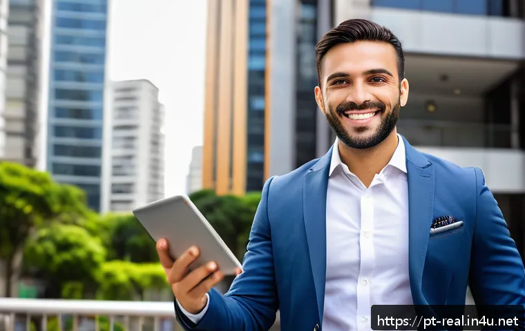공인중개사와 공인회계사의 차이점 - A professional real estate agent in São Paulo, Brazil, dressed in business casual attire with a neat...