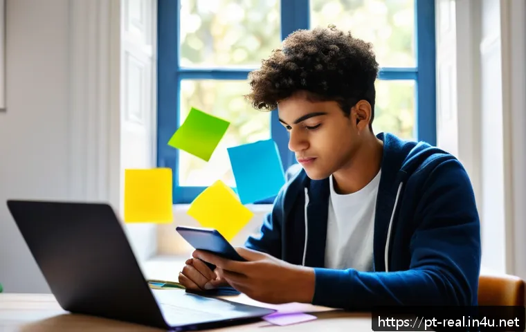 공인중개사 시험 대비 최신 기법 활용 사례 - A focused young Brazilian student sitting at a clean, organized desk in a cozy home office, using a ...