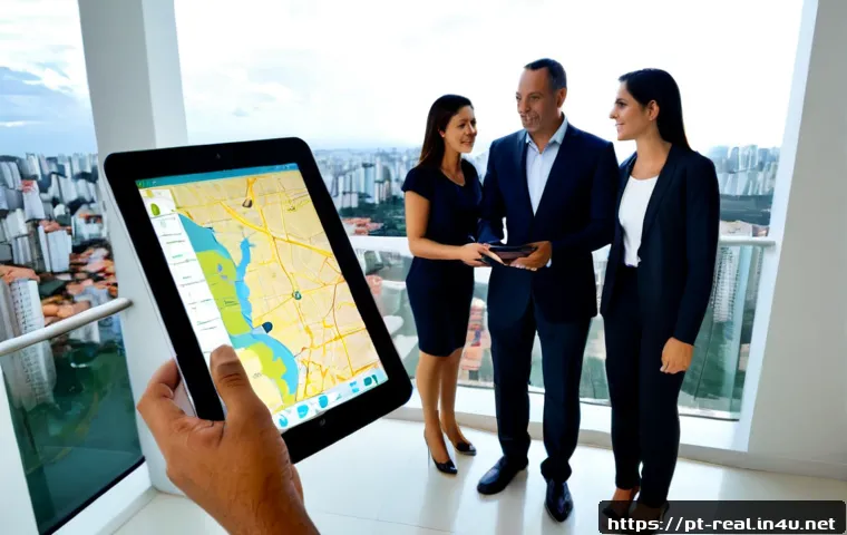 공인중개사 자격증 활용 글로벌 사례 - Photorealistic Brazilian real estate professional in smart business attire guiding an international ...